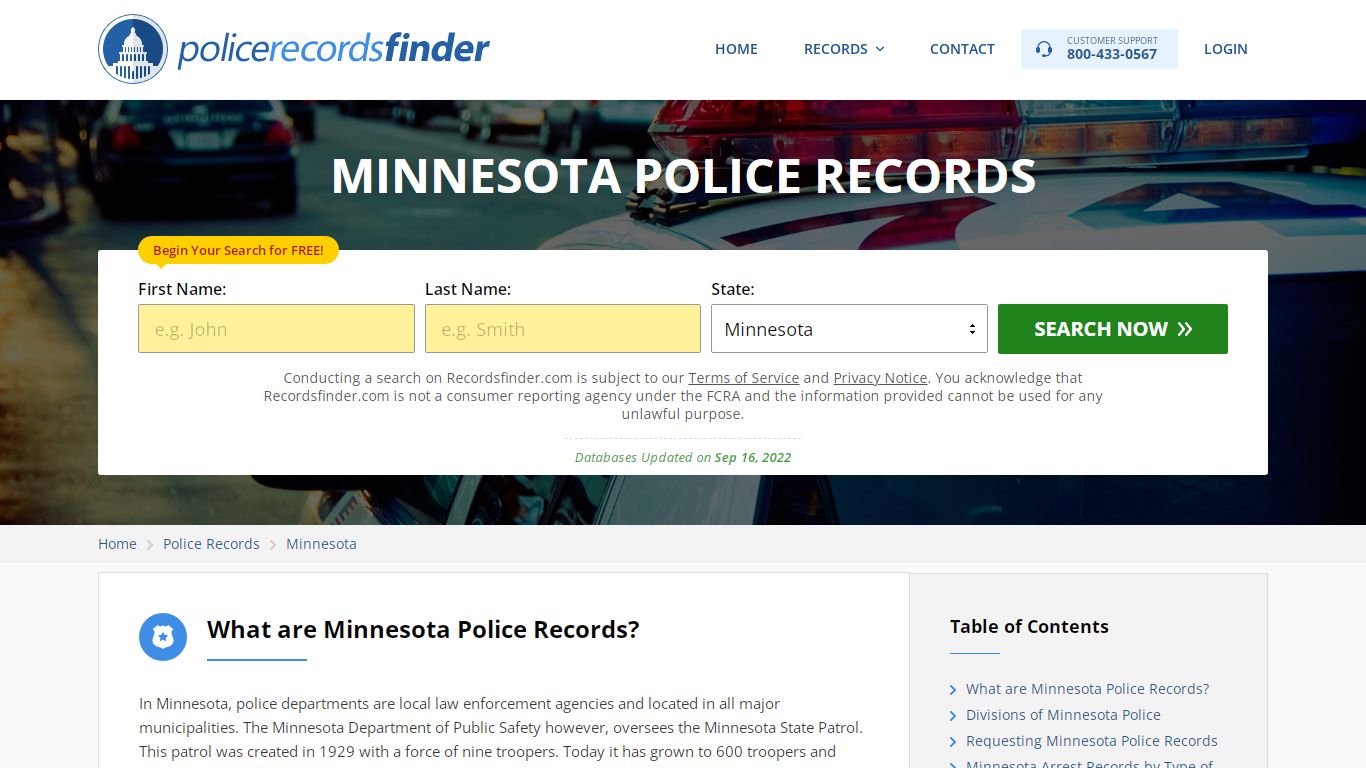 Minnesota Police Records Search & Police Departments Online